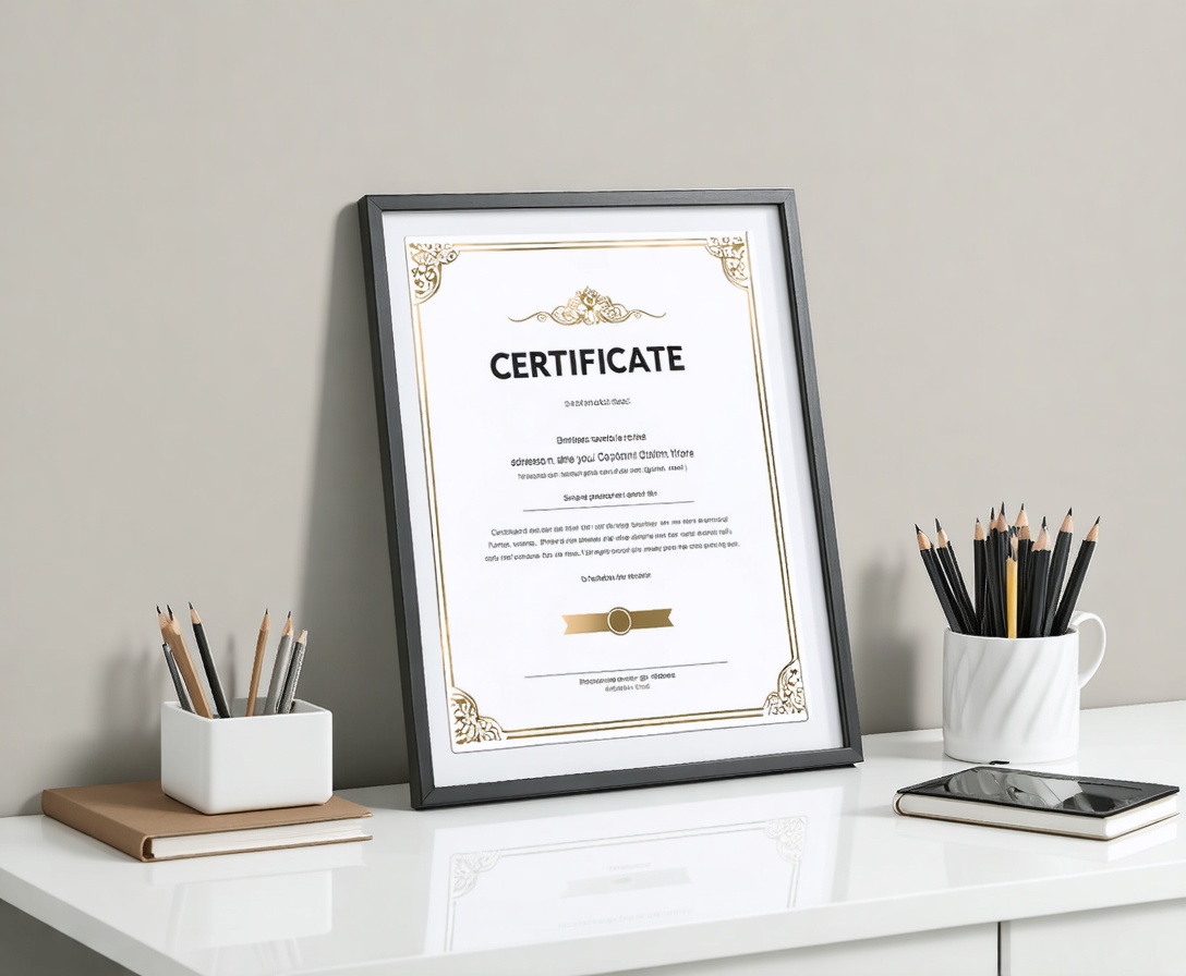 A professional certification mockup representing the tangible outcome of our programs
