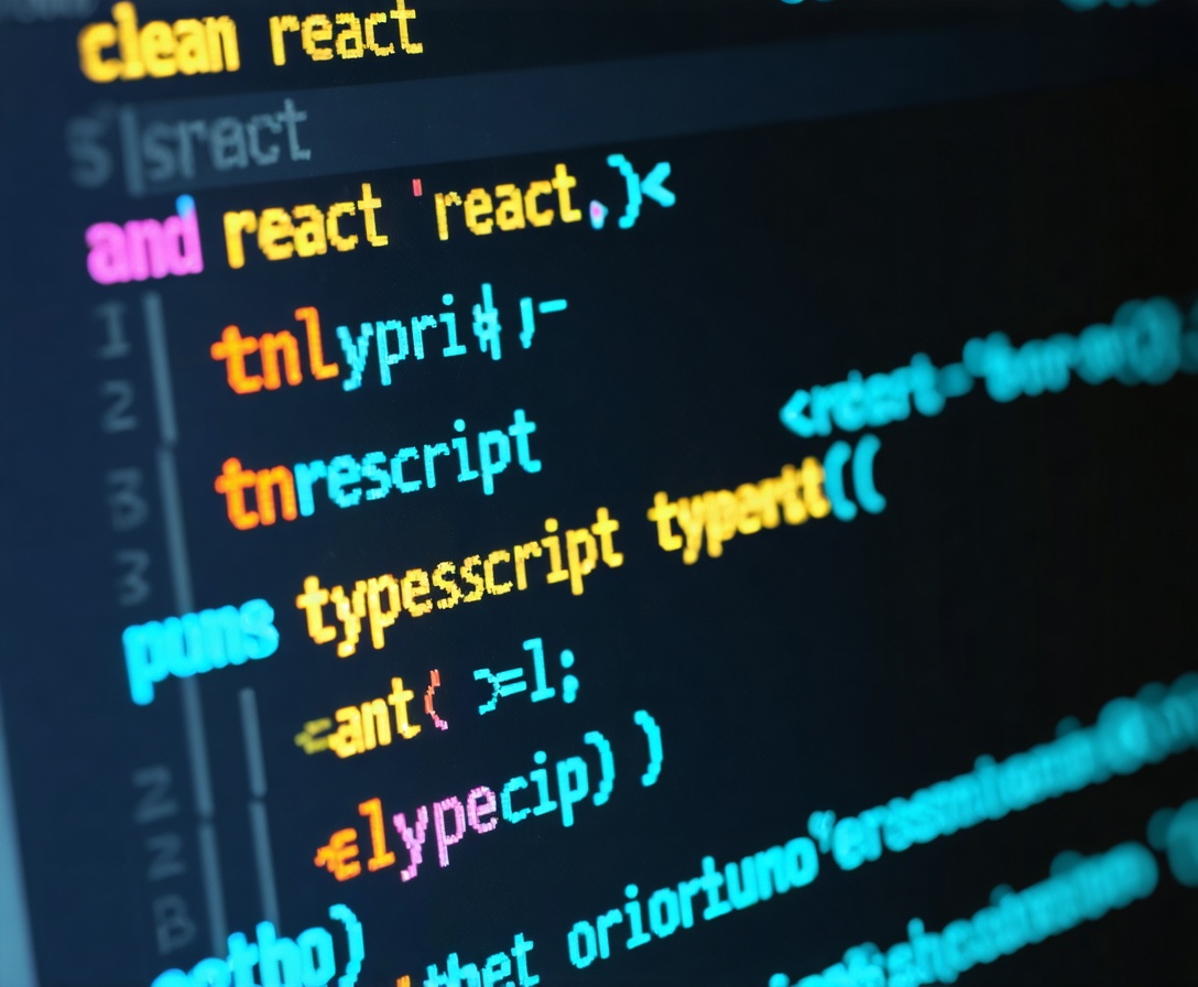 Close up of TypeScript code on a high resolution display