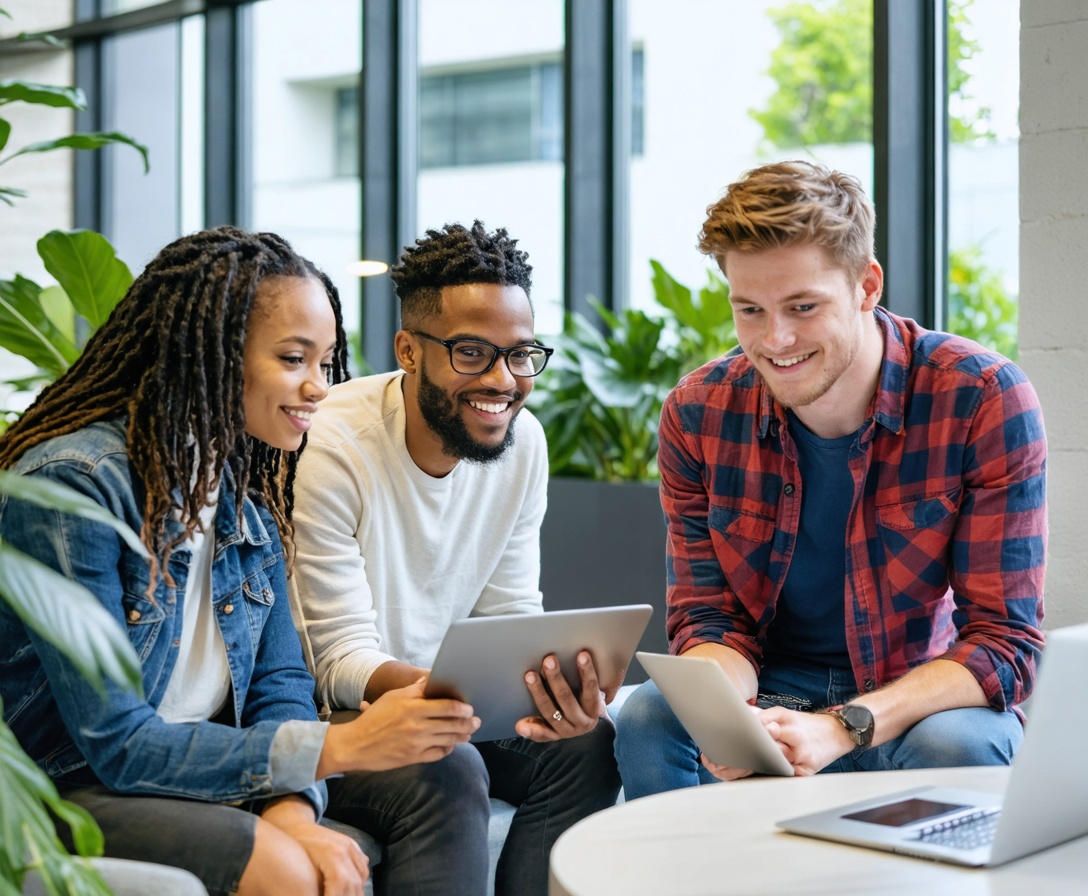 Future Developer Skills team collaborating in a modern Austin office space